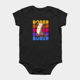 Funny Polish Internet Meme Bobr Bober Kurwa Colorful Text Art Baby Bodysuit